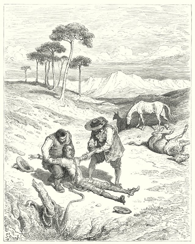 Don Quichotte de Gustave Doré : "Ils trouvèrent que ses yeux étaient fermés, comme s