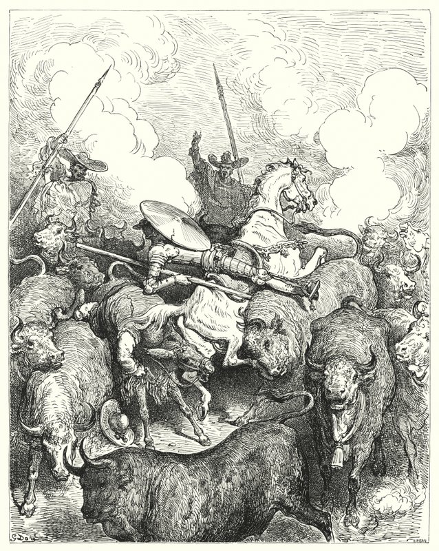Don Quichotte de Gustave Doré : "Ils les piétinèrent sans pitié" - Gustave Dore