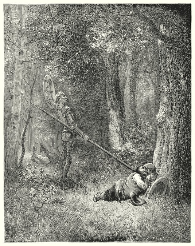 Don Quichotte de Gustave Doré : « À toute cette belle expostulation, Sancho ne répondit pas un mot » - Gustave Dore