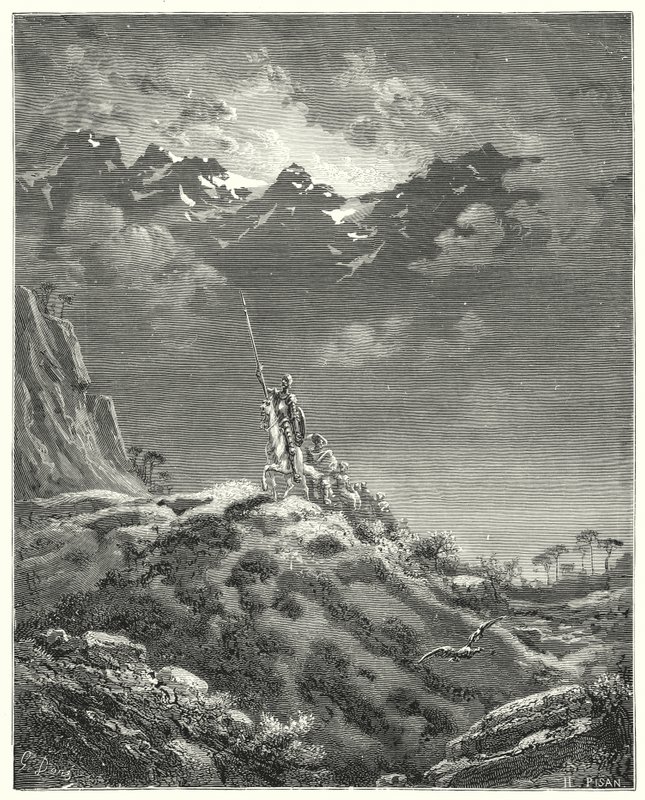 Don Quichotte de Gustave Doré: "Vers le royaume de Micomicon" (gravure) - Gustave Dore