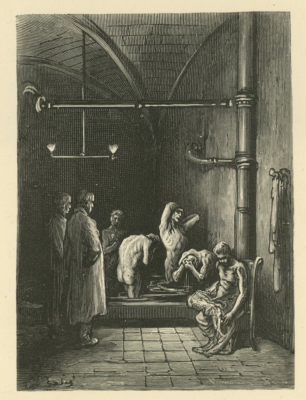 Hommes dans les bains à la Maison de Refuge - Gustave Dore
