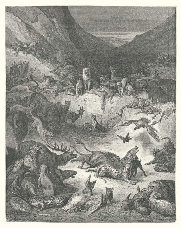 Les Fables de La Fontaine : Les Animaux malades de la peste - Gustave Dore