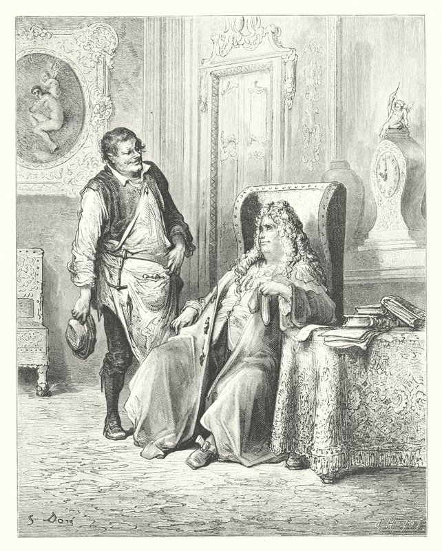 Les Fables de La Fontaine : Le Savetier et le Financier (gravure) - Gustave Dore