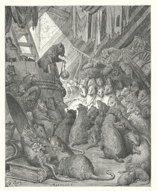 Les Fables de La Fontaine : Le Conseil tenu par les Rats - Gustave Dore