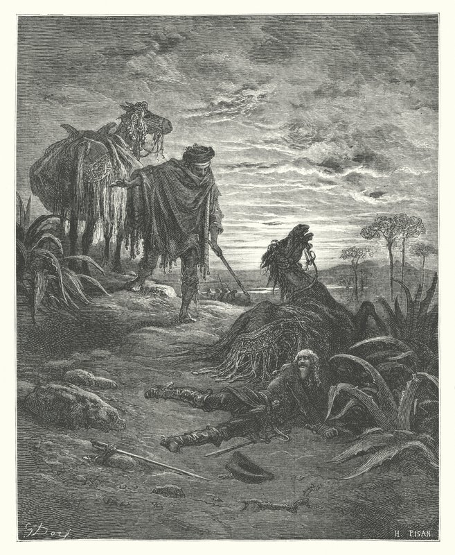 Les Fables de La Fontaine : Les Deux Mulets (gravure) - Gustave Dore