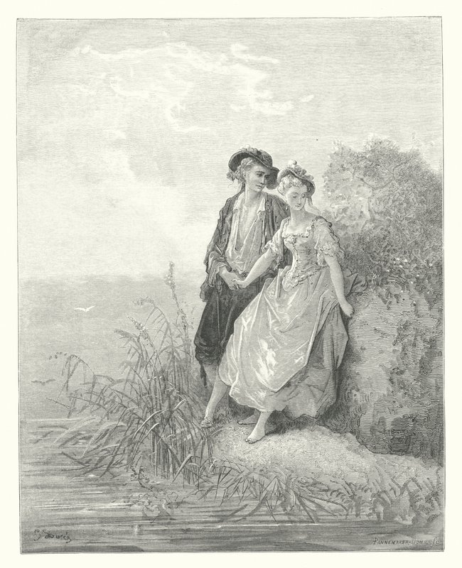 Les Fables de La Fontaine : Tircis et Amarante - Gustave Dore