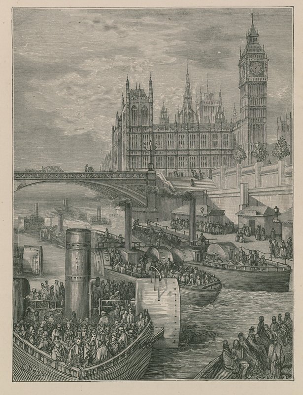 Escaliers de Westminster - Départ des vapeurs - Gustave Dore