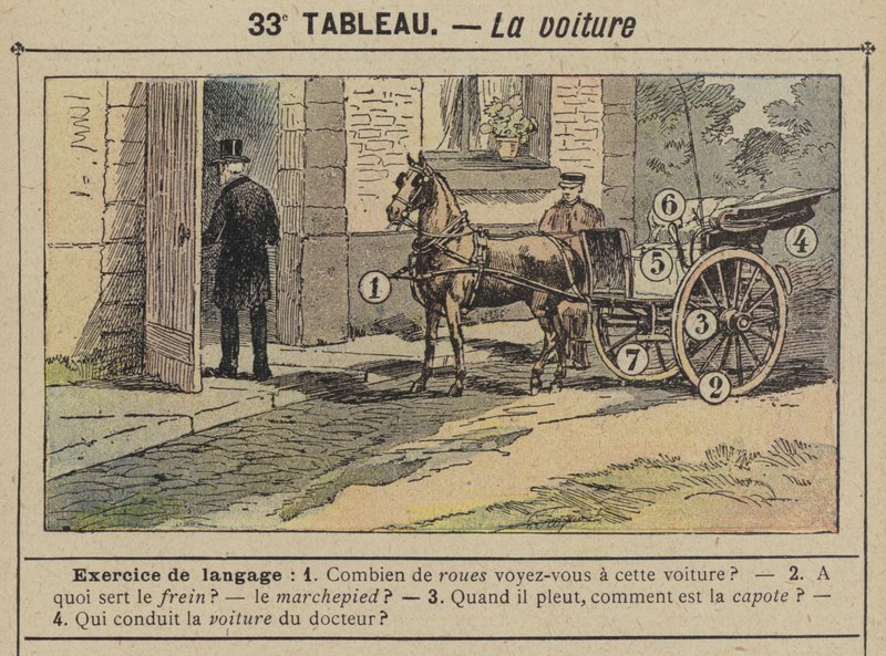 La voiture (lithographie en couleur) - Gustave Fraipont