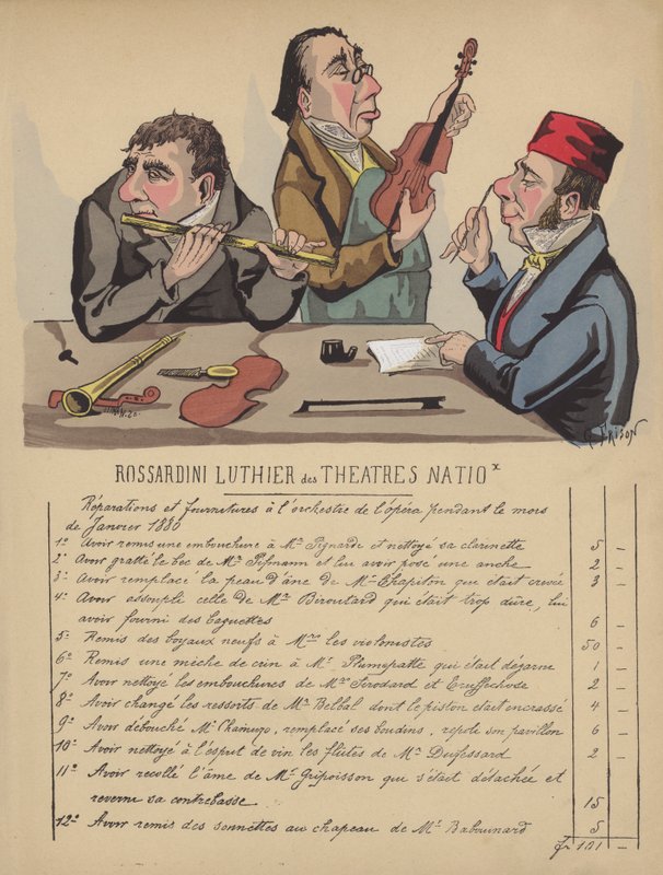 Facture pour instruments de musique pour l