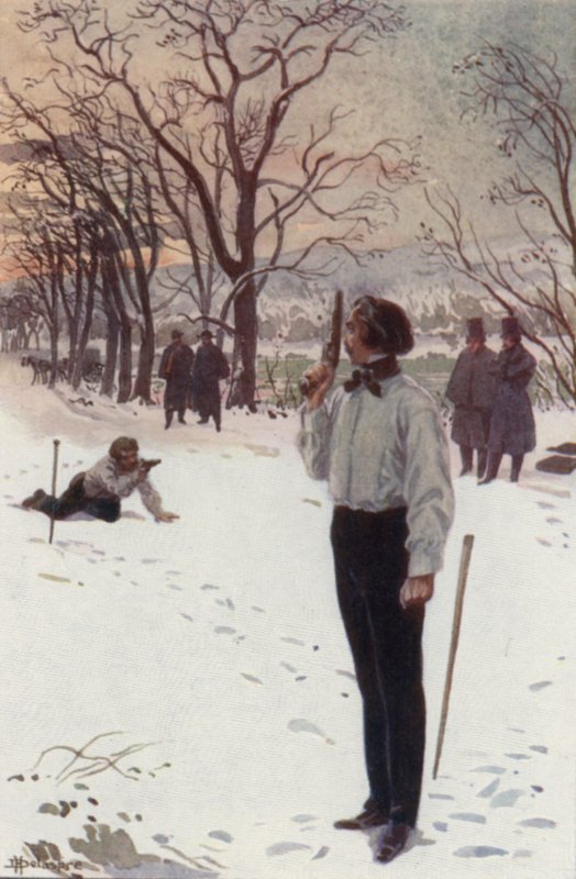 Henri, immobile et couvrant son visage avec son pistolet, attendait - H. Delaspre