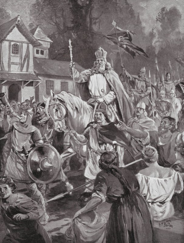 Charlemagne retournant à Bruxelles, son siège de campagne - H. M. (after) Burton