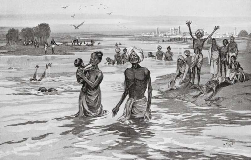 Les victimes de la famine se noient dans la Jamna - H. M. (after) Burton