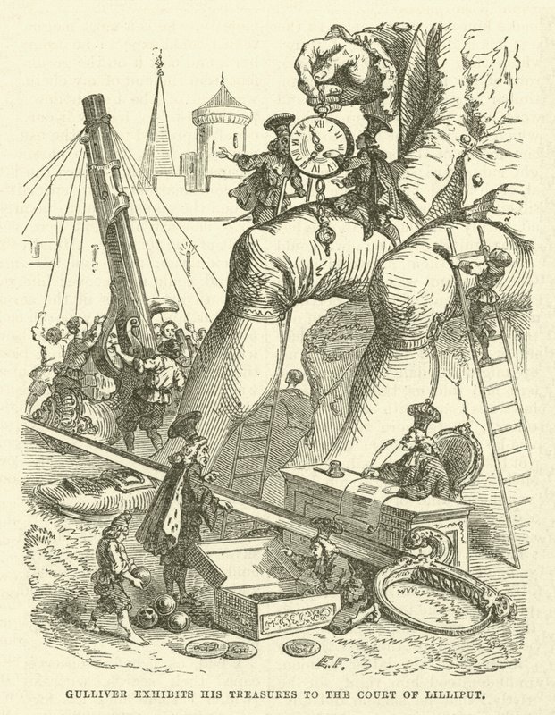 Gulliver expose ses trésors à la cour de Lilliput - after Hablot Knight Browne