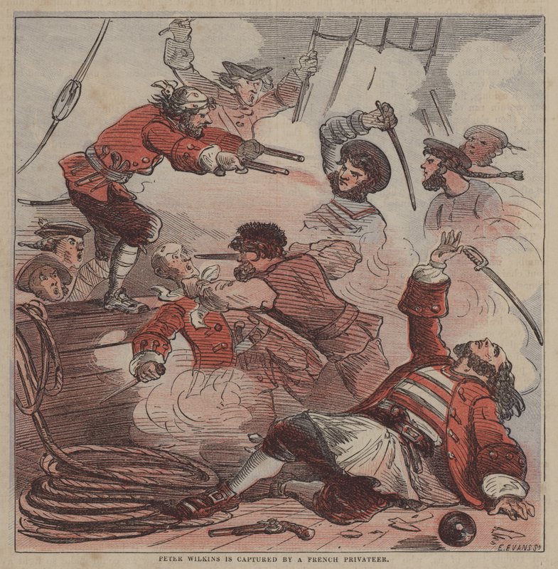 Peter Wilkins est capturé par un corsaire français - after Hablot Knight Browne