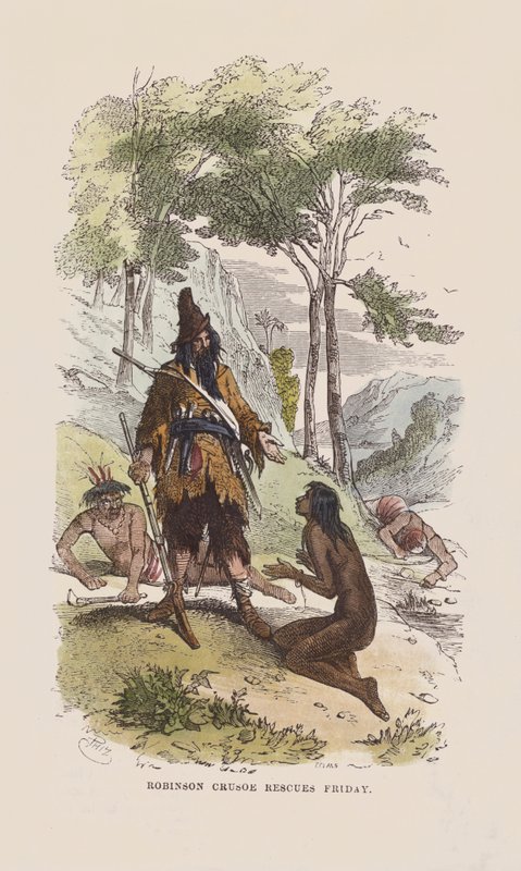 Robinson sauve Vendredi - after Hablot Knight Browne