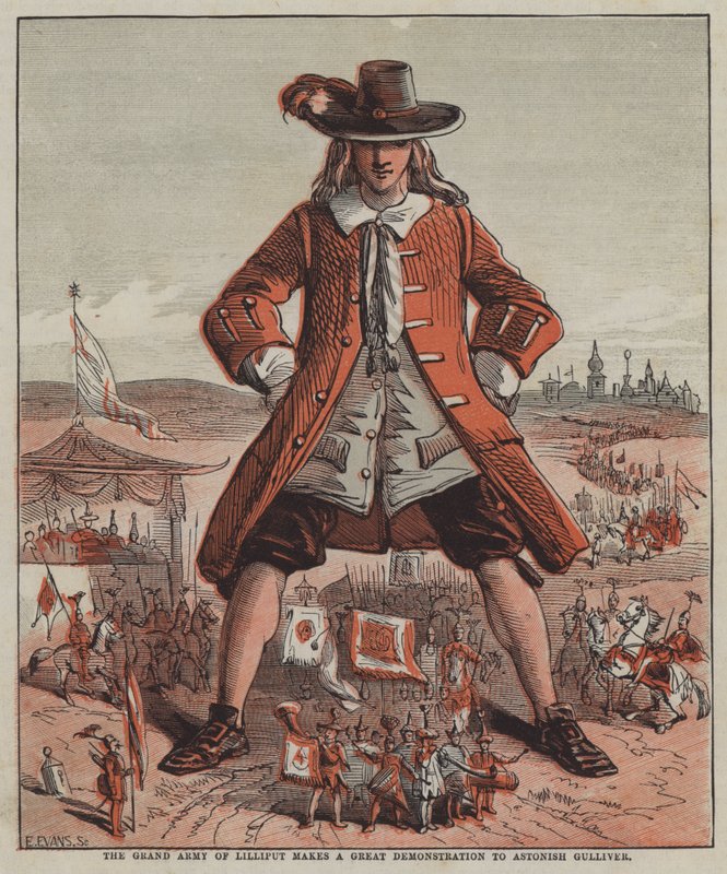 La Grande Armée de Lilliput fait une grande démonstration pour étonner Gulliver - after Hablot Knight Browne