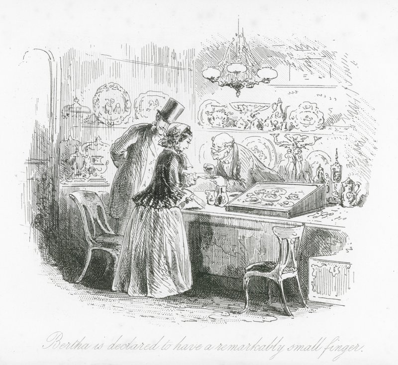 Rues de Londres : Bertha est déclarée avoir un doigt remarquablement petit - Hablot Knight (1815 92) Browne