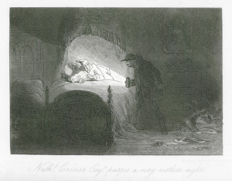 Rues de Londres : Nathaniel Crosier, Esq, passe une nuit très agitée (gravure) - Hablot Knight (1815 92) Browne