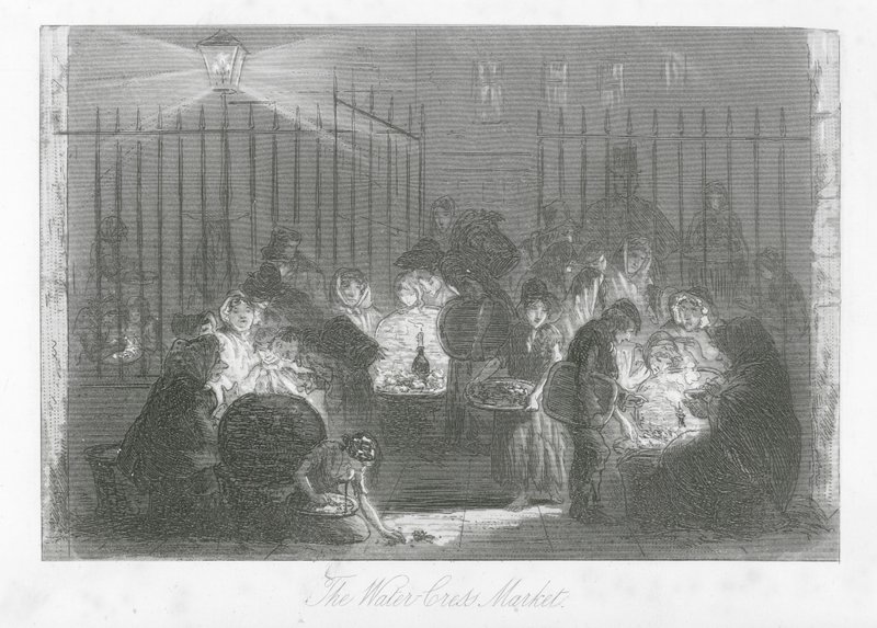 Rues de Londres : Le Marché de Cresson (gravure) - Hablot Knight (1815 92) Browne