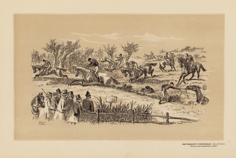 La course de steeple-chase de Tumbletown, n° 6, Le ruisseau - Hablot Knight (1815-92) Browne