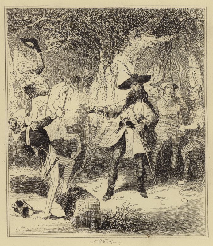 Courtenay tirant sur le lieutenant Bennett - Hablot Knight Browne