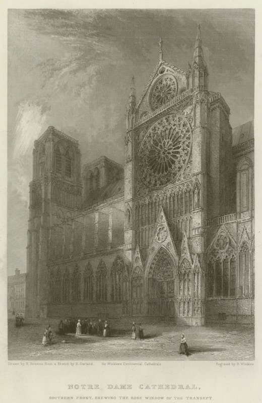 Cathédrale Notre-Dame, façade sud, montrant la rosace du transept - Hablot Knight Browne