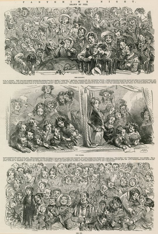Nuit de pantomime : La Galerie, Les Loges, La Fosse - Hablot Knight Browne