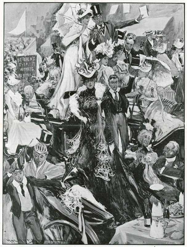 Match de cricket entre Eton et Harrow (litho) - Hal Hurst