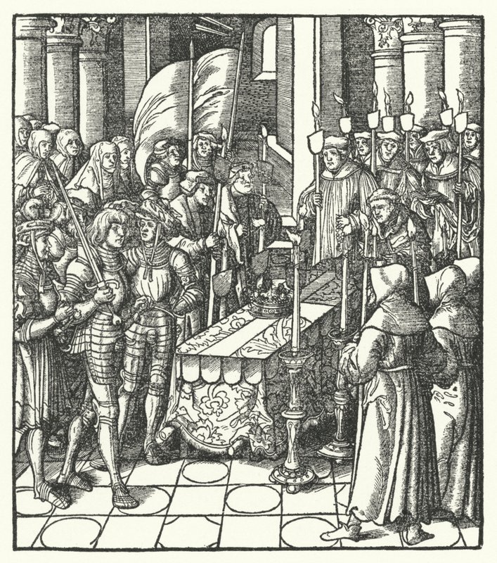 Le roi Louis XII de France à côté du cercueil de son prédécesseur, le roi Charles VIII - Hans (after) Burgkmair