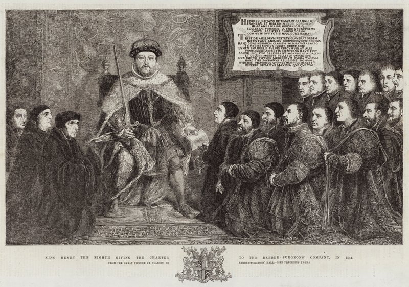 Le roi Henri VIII donnant la charte à la Barber-Surgeons