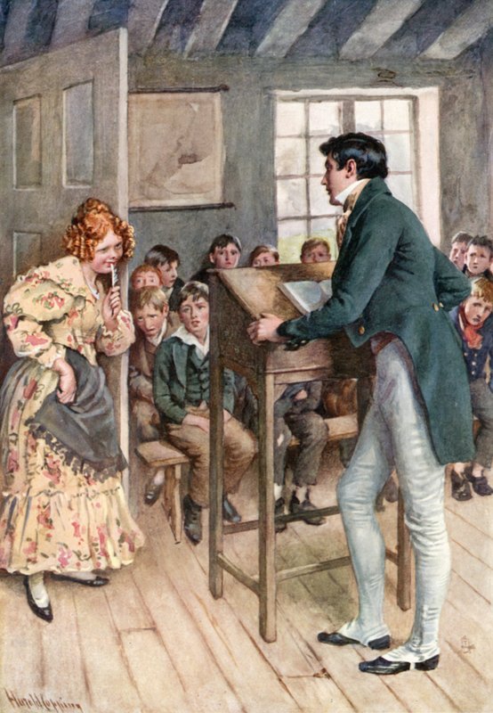 Fanny Squeers et Nicholas Nickleby (lithographie en couleur) - Harold Copping