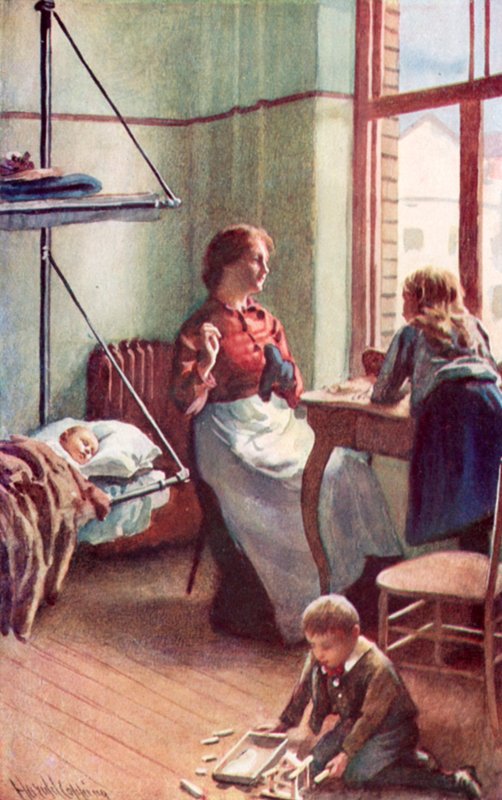 Les portes ouvertes nous donnaient des aperçus de sérénité domestique, un salon dans l