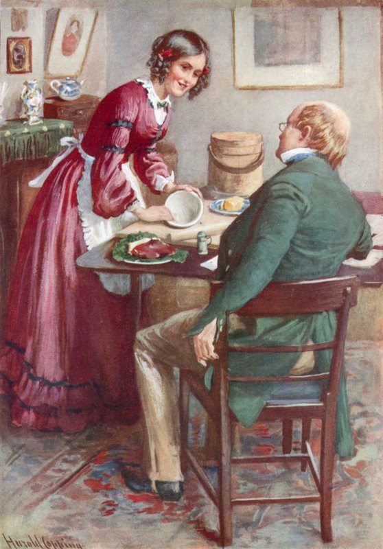 Ruth Pinch prépare un pudding - Harold Copping
