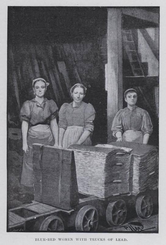 Femmes au lit bleu avec des camions de plomb - Harold Hume Piffard
