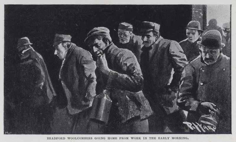 Peigneurs de laine de Bradford rentrant du travail tôt le matin - Harold Hume Piffard