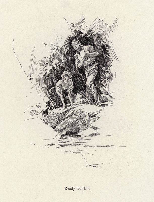 Homme et femme pêchant dans une rivière ou un ruisseau - Harrison Fisher