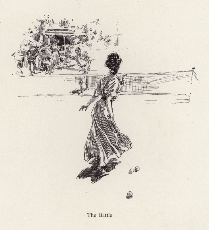 Homme et femme jouant au tennis - Harrison Fisher