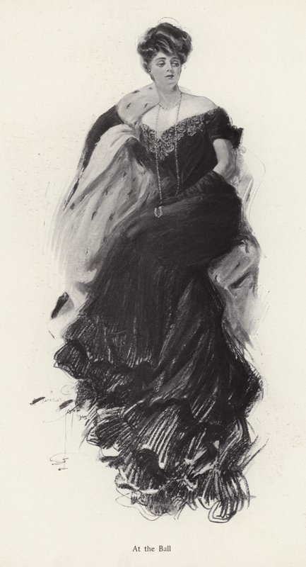 Femme en robe de soirée à un bal - Harrison Fisher