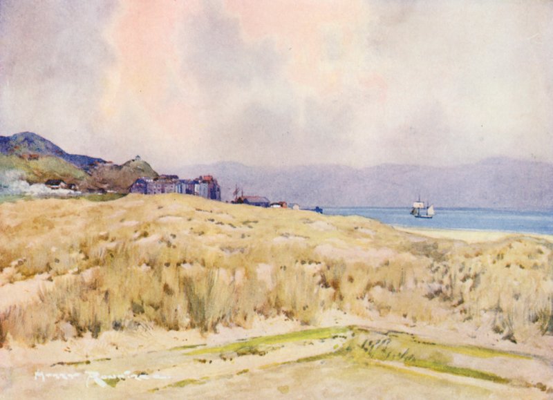 Terrains de golf : Aberdovey, le village depuis le deuxième tee - Harry (1878-1950) Rountree