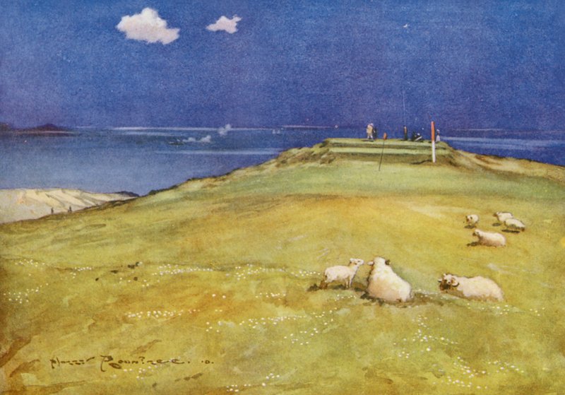Terrains de golf : Gullane, le sixième green et le septième tee - Harry (1878 1950) Rountree