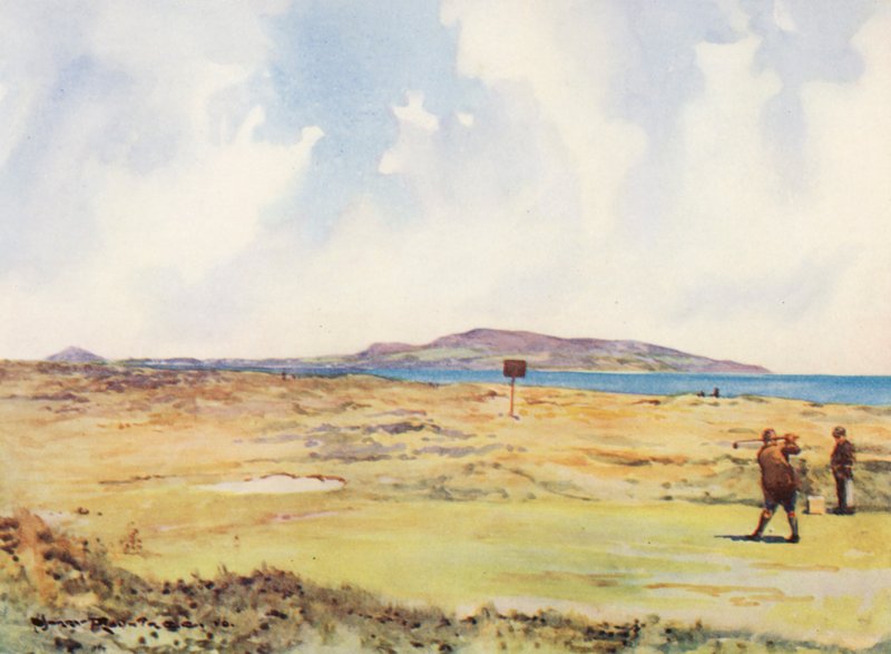 Terrains de golf : Dollymount, le premier départ, en direction de Howth - Harry (1878 1950) Rountree
