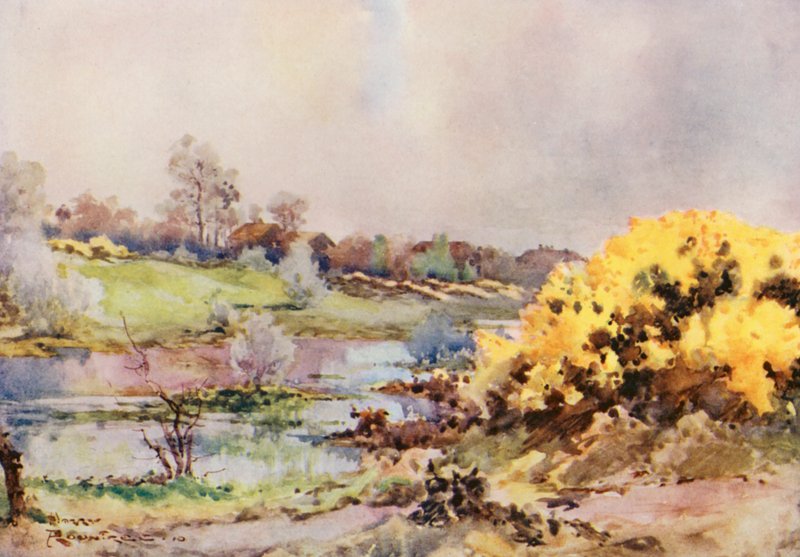 Terrains de golf : Travail, regardant en arrière vers le seizième green - Harry (1878 1950) Rountree