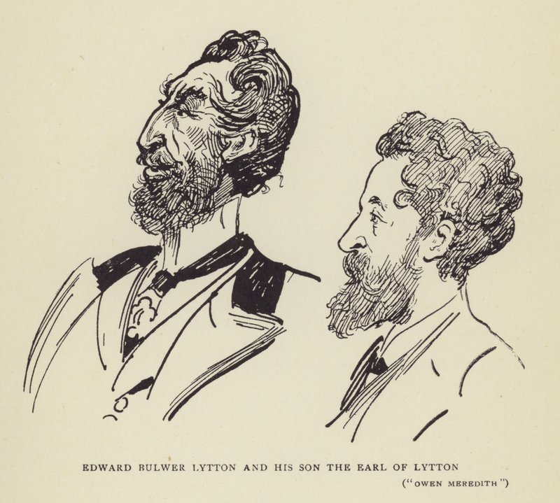 Edward Bulwer Lytton et son fils le Comte de Lytton, Owen Meredith - Harry Furniss