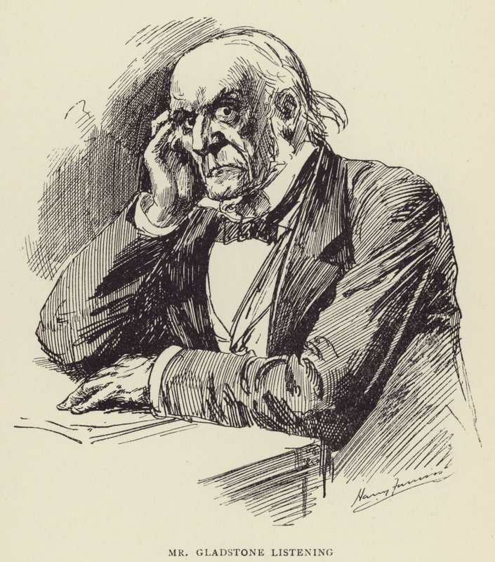 M. Gladstone écoutant - Harry Furniss