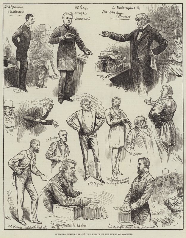 Esquisses pendant le débat de clôture à la Chambre des communes - Harry Furniss
