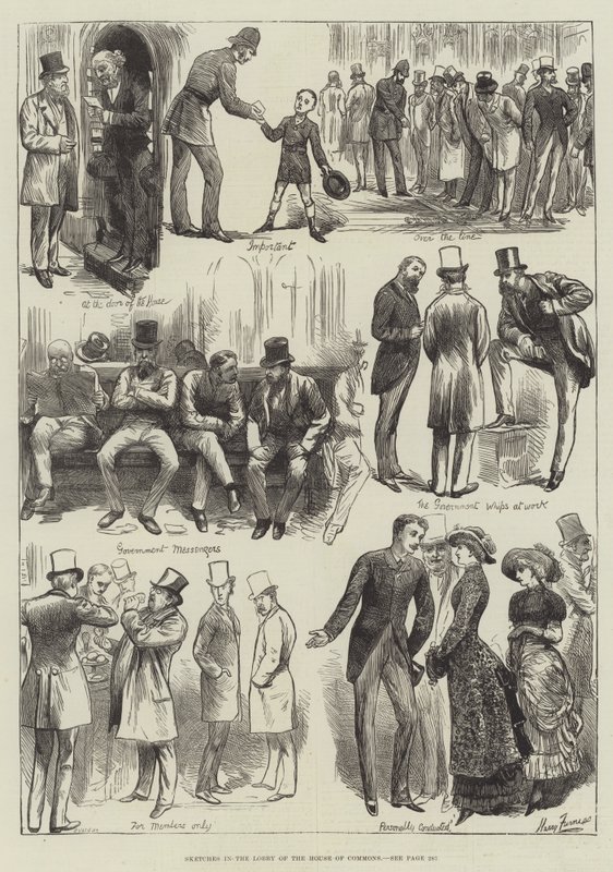 Croquis dans le hall de la Chambre des communes - Harry Furniss