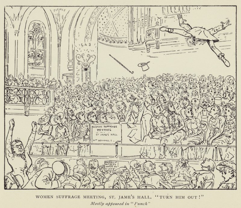 Réunion pour le suffrage des femmes, St James Hall, Expulsez-le! - Harry Furniss
