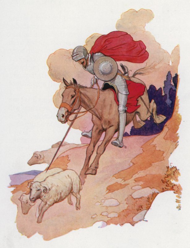 Illustration pour Don Quichotte (lithographie couleur) - Harry George Theaker