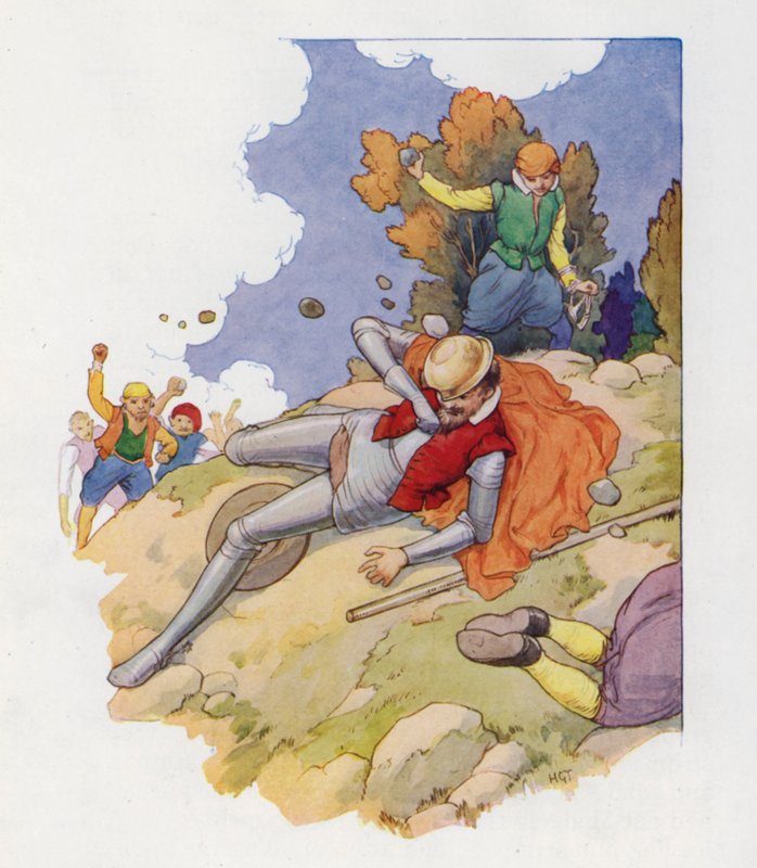 Illustration pour Don Quichotte (lithographie couleur) - Harry George Theaker