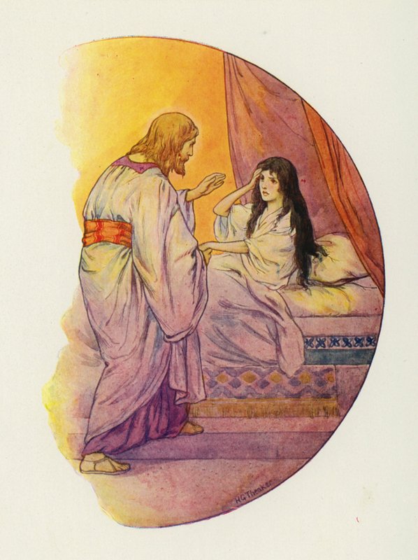 "Il dit : "Petite fille, lève-toi ! (lithographie couleur) - Harry George Theaker
